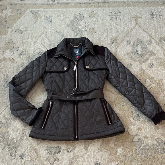 Vince Camuto Charcoal Quilted Puffer Jacket with Belt - Picture 4 of 5